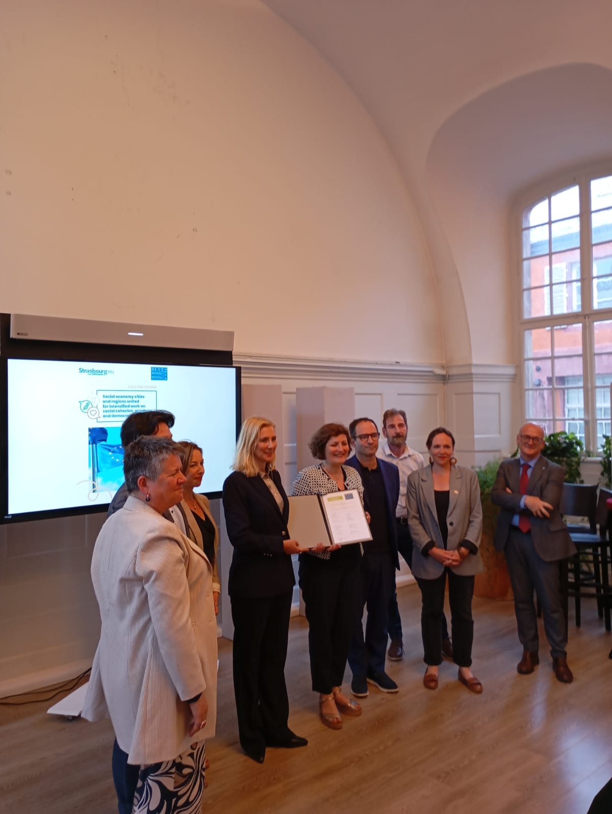 Signature de l'appel à l'action « Union des villes et régions de l’économie sociale pour intensifier le travail sur la cohésion sociale, l’économie et la démocratie » le 14 mai 2025 à Strasbourg