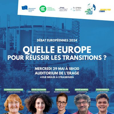 Affiche débat : "Quelle Europe pour réussir les transitions ?", 29 mai 2024.