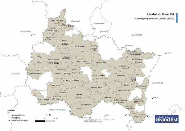 Carte des GAL LEADER en Grand Est