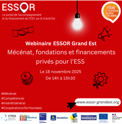 Webinaire ESSOR : Mécénat, fondations et financements privés pour les structures de l'ESS