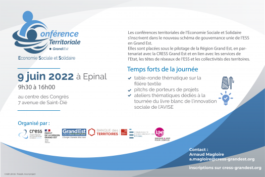 Conférence Territoriale de l'ESS à Epinal : les pré-inscriptions sont ouvertes !